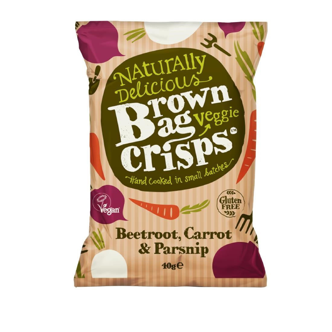 FU436 Brown Bag Crisps Lightly Salted Veggie Crisps 40g (Pack of 15)