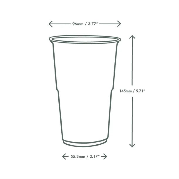 FU456 Vegware PLA Pint to Brim Cup UKCA/UKNI/CE-marked 96-Series (Pack of 1000)