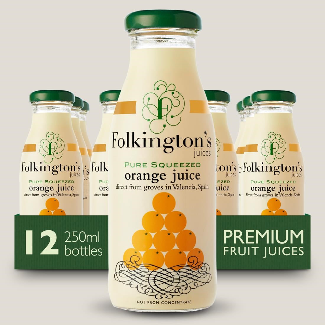 FU461 Folkington's Juices Orange Glass Bottle 250ml (Pack of 12)