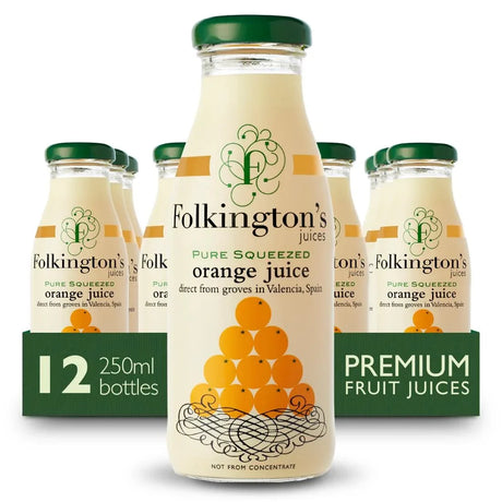 FU461 Folkington's Juices Orange Glass Bottle 250ml (Pack of 12) - JD Catering Equipment Solutions Ltd