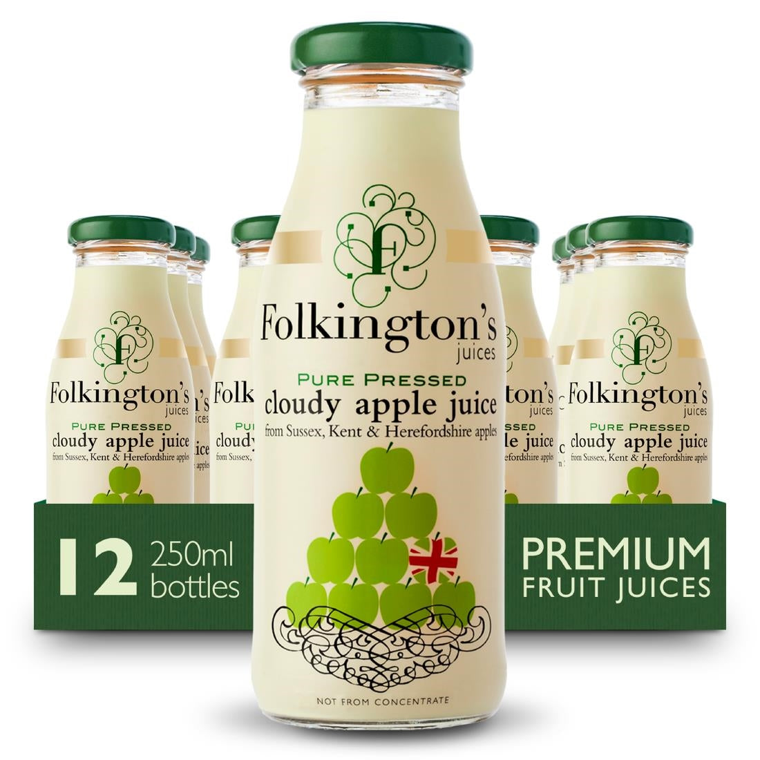 FU462 Folkington's Juices Apple Glass Bottle 250ml (Pack of 12)