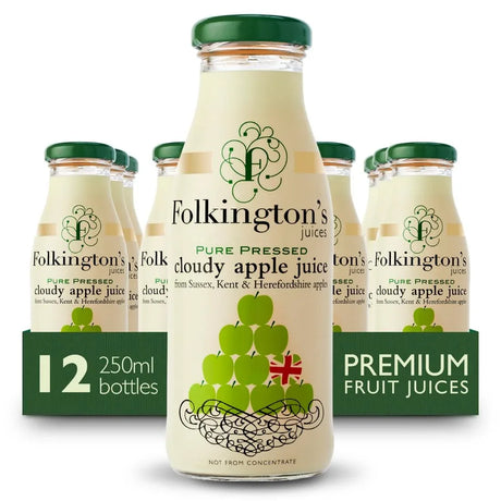 FU462 Folkington's Juices Apple Glass Bottle 250ml (Pack of 12) - JD Catering Equipment Solutions Ltd