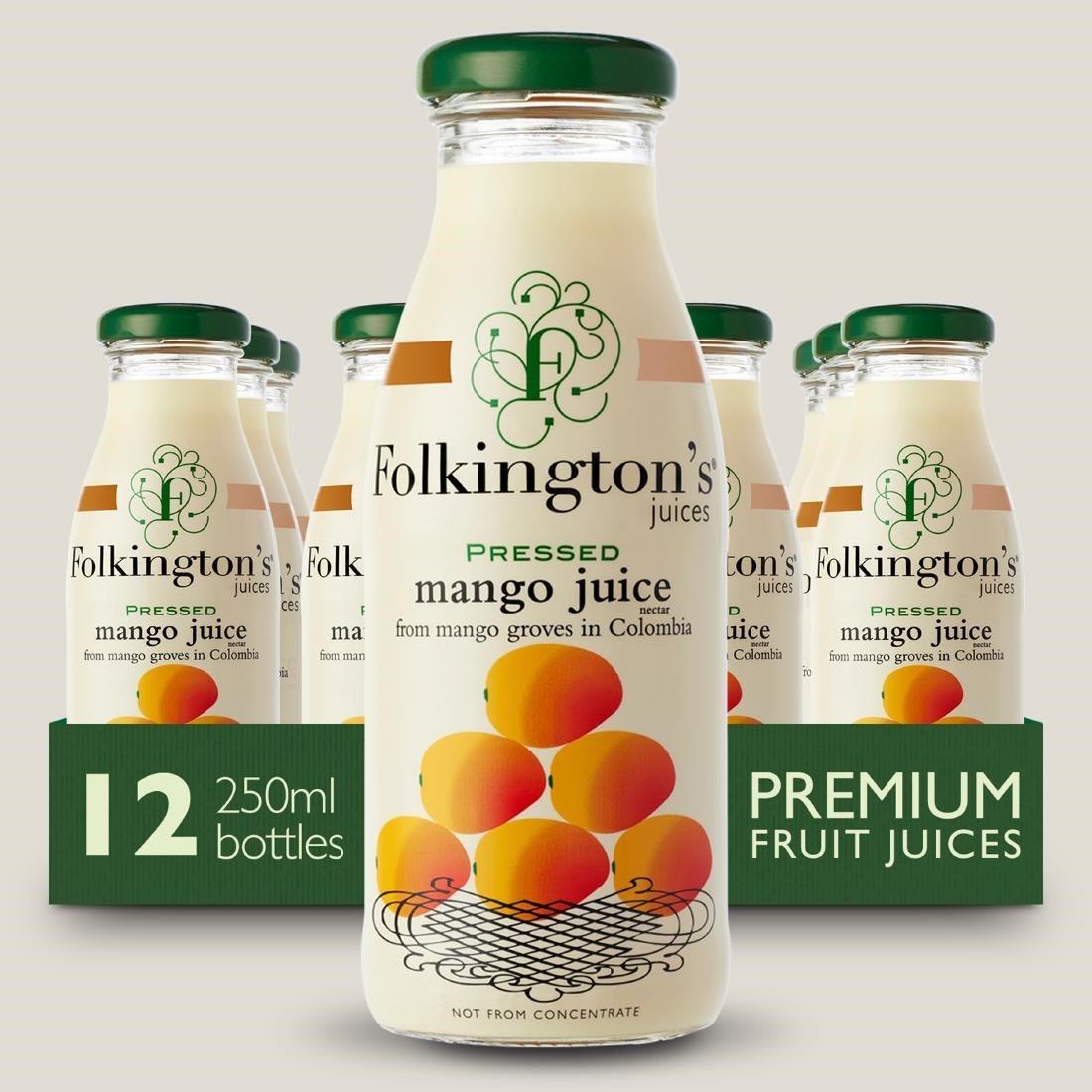 FU463 Folkington's Juices Mango Glass Bottle 250ml (Pack of 12)