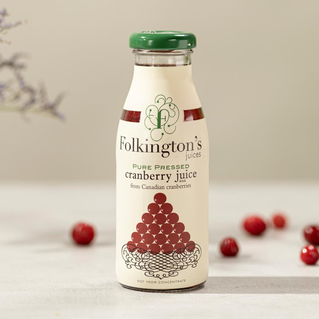FU465 Folkington's Juices Cranberry Glass Bottle 250ml (Pack of 12)