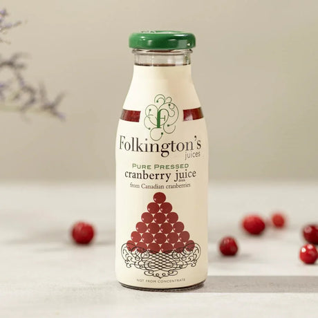 FU465 Folkington's Juices Cranberry Glass Bottle 250ml (Pack of 12) - JD Catering Equipment Solutions Ltd