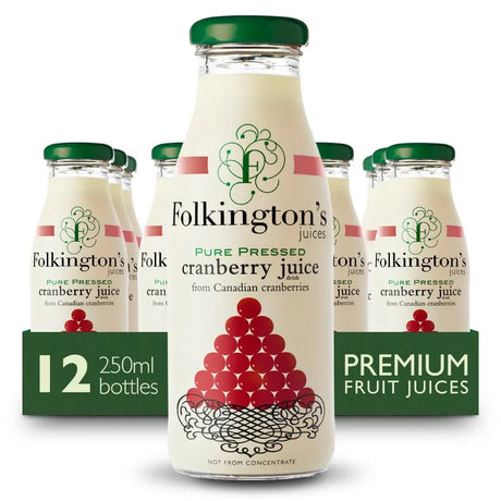FU465 Folkington's Juices Cranberry Glass Bottle 250ml (Pack of 12) - JD Catering Equipment Solutions Ltd