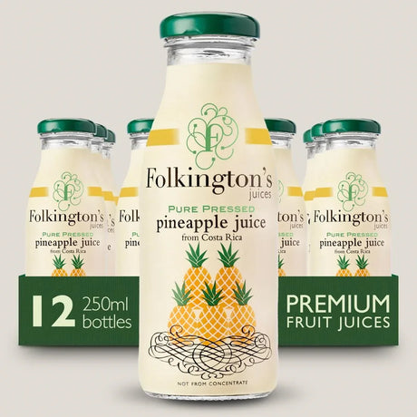 FU466 Folkington's Juices Pineapple Glass Bottle 250ml (Pack of 12) - JD Catering Equipment Solutions Ltd