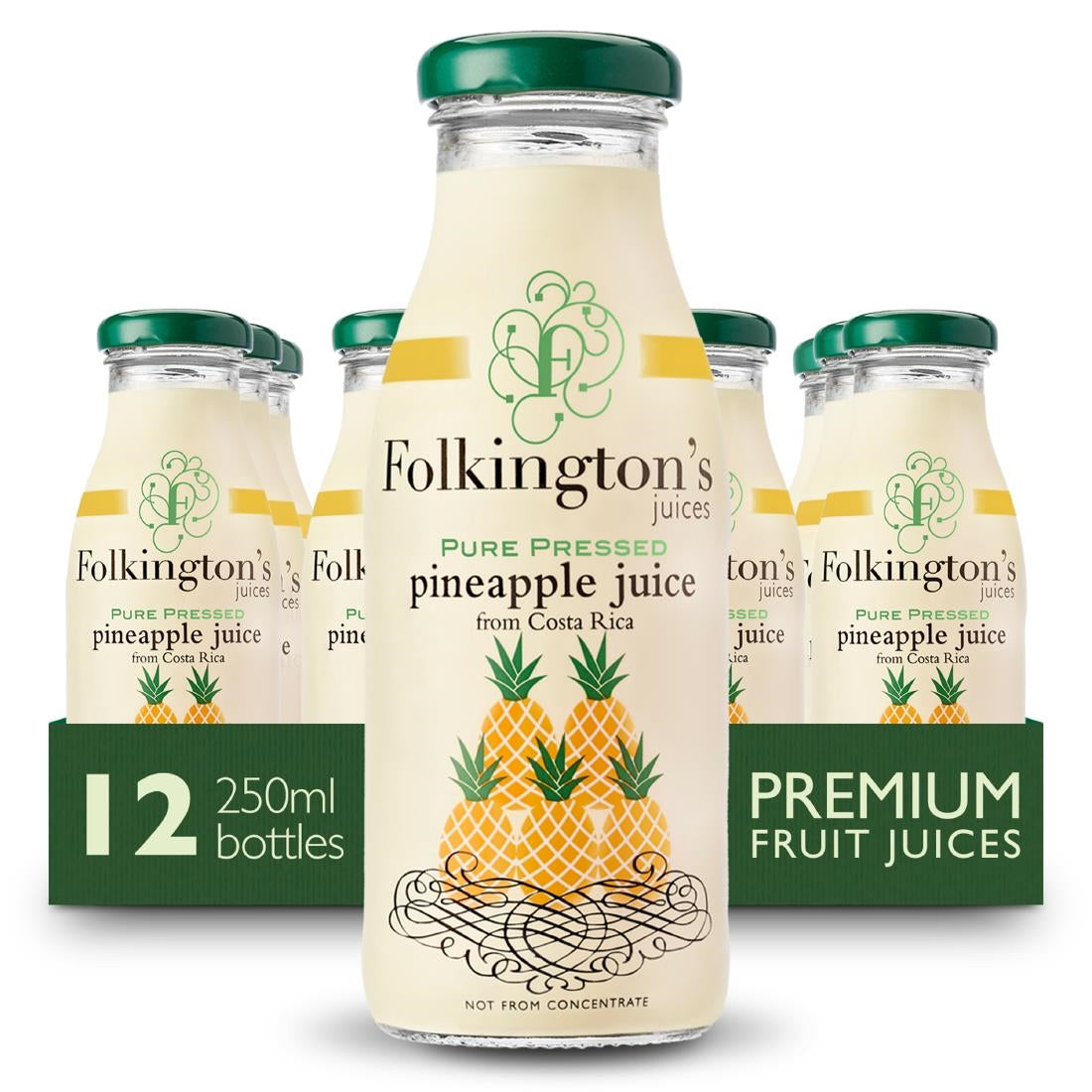 FU466 Folkington's Juices Pineapple Glass Bottle 250ml (Pack of 12)