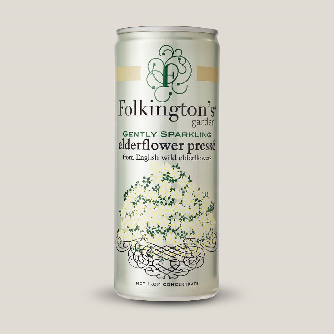 FU468 Folkington's Sparkling Drinks Elderflower Can 250ml (Pack of 12)