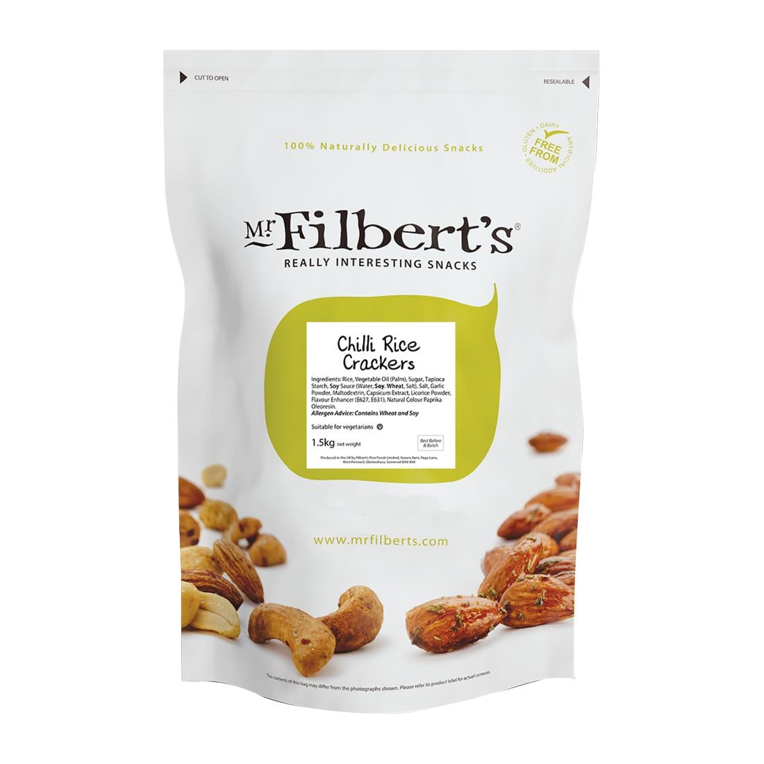FU489 Mr Filbert's Foodservice Bag Chilli Rice Crackers 1.5kg