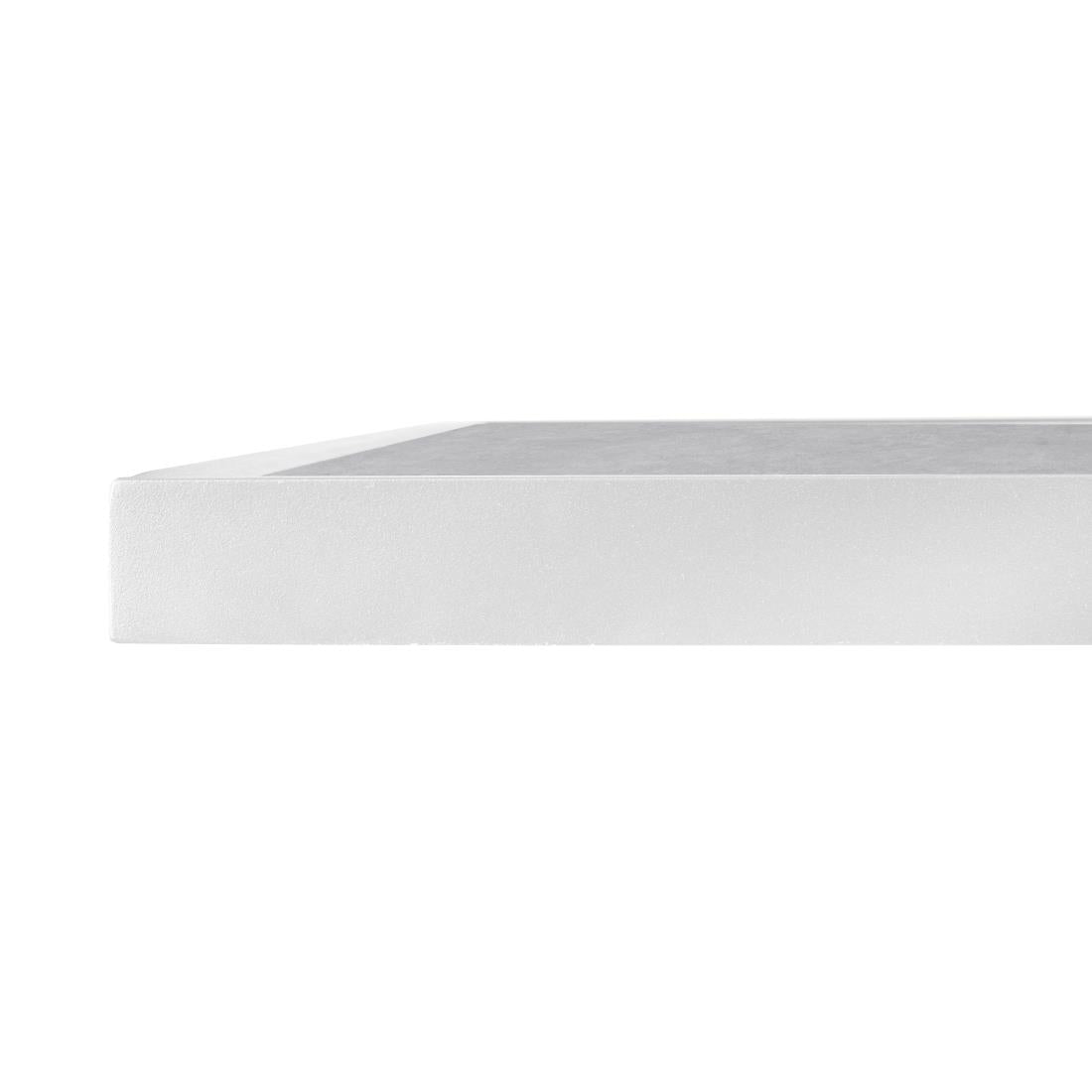 FU514 Bolero Light Grey Stone Effect Outdoor Tempered Glass Table Top White Trim 700mm