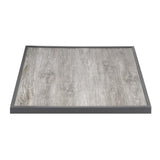 FU515 Bolero Wood Grain Effect Outdoor Tempered Glass Table Top Grey Trim 700mm