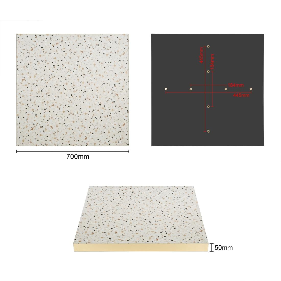 FU519 Bolero Terrazzo Style Square Table Top 700x700mm