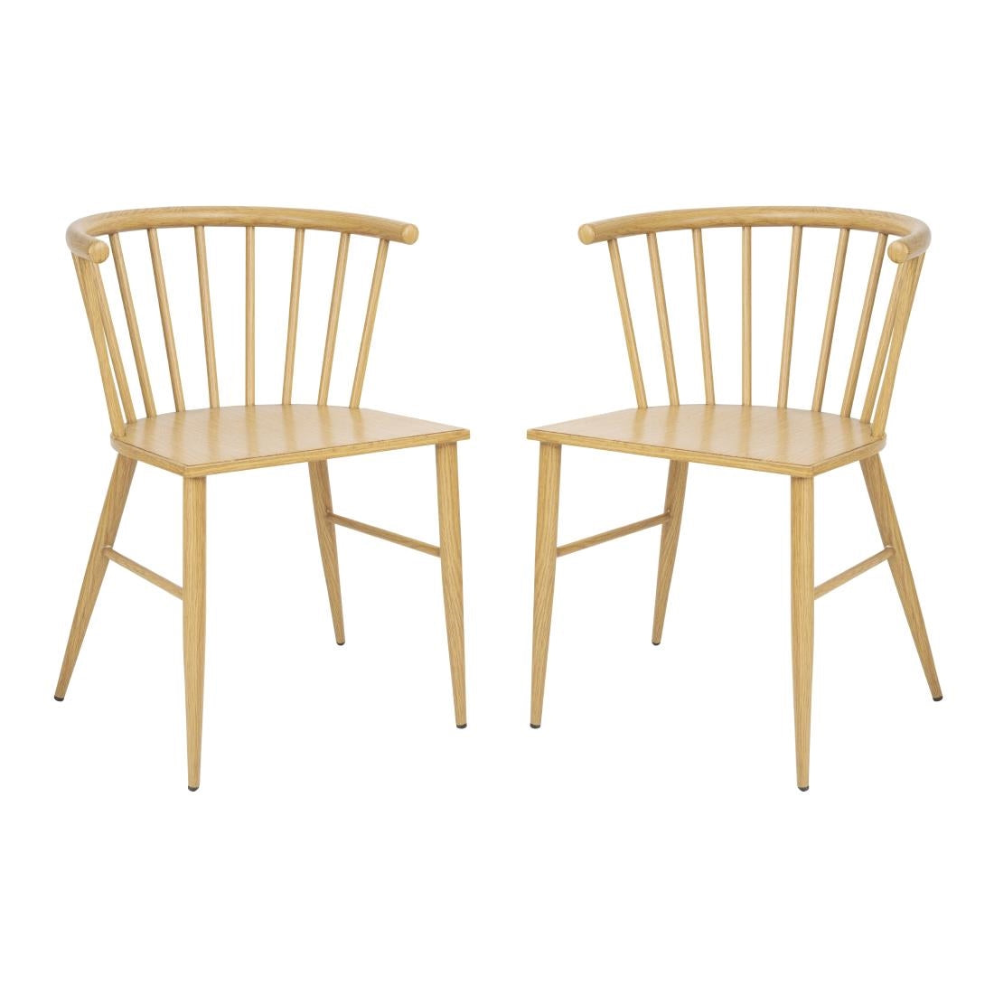 FU526 Bolero Harrowdene Metal Side Chairs Wood Effect (Pack of 2)