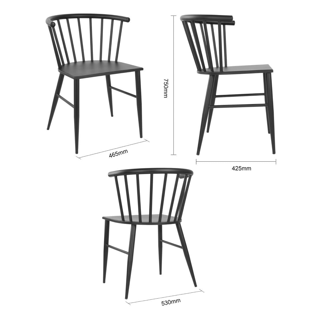 FU527 Bolero Harrowdene Black Spindle Chairs (Pack of 2)