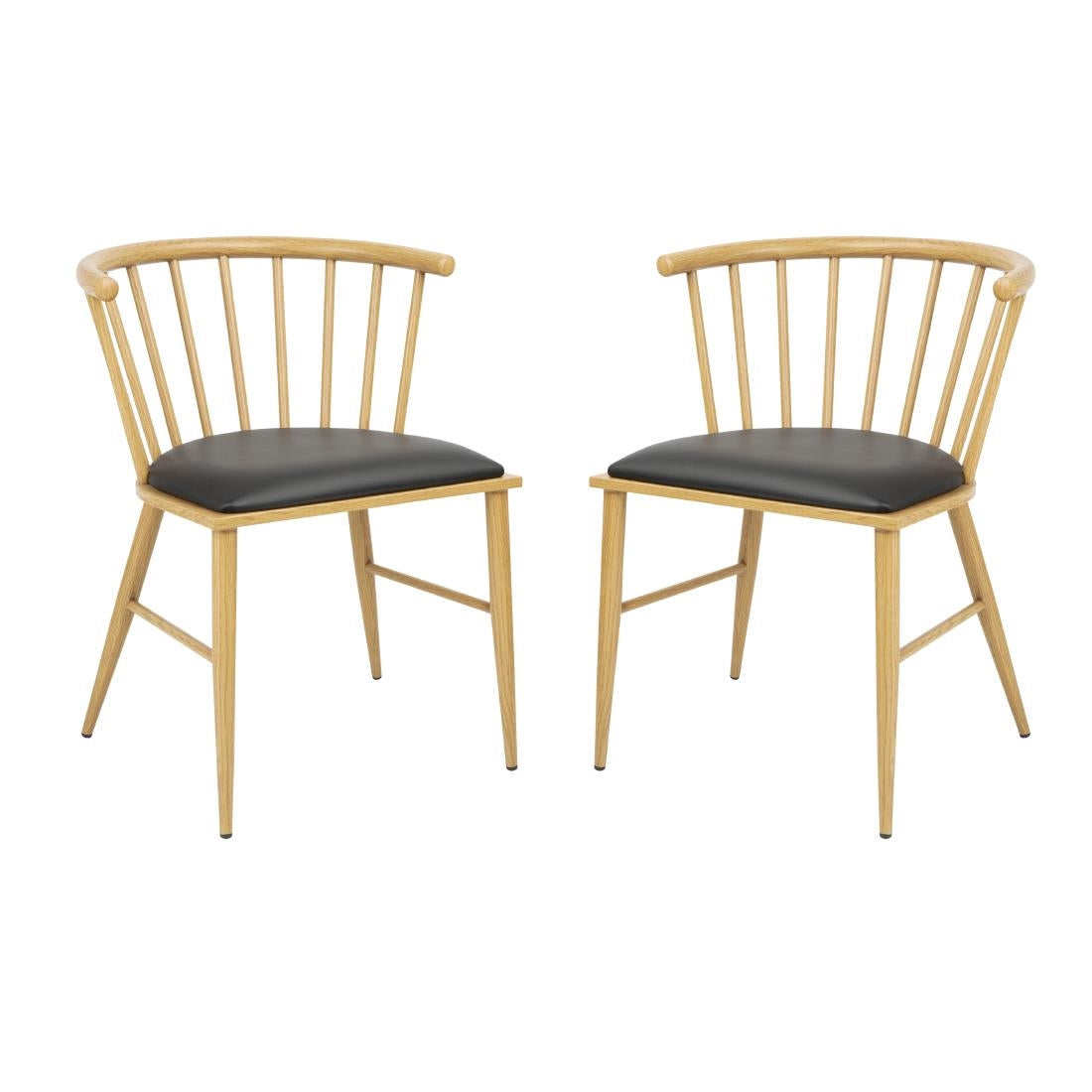 FU528 Bolero Harrowdene Padded Metal Side Chairs Wood Effect (Pack of 2)