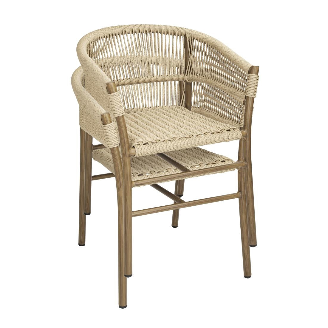 FU532 Bolero Florence Natural Rope Twist Wicker Chairs (Pack of 2)