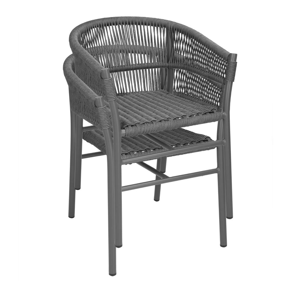 FU533 Bolero Florence Grey Mix Rope Twist Wicker Chairs (Pack of 2)