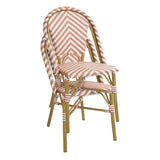 FU534 Bolero Parisian Style Rattan Side Chair Coral (Pack of 2)