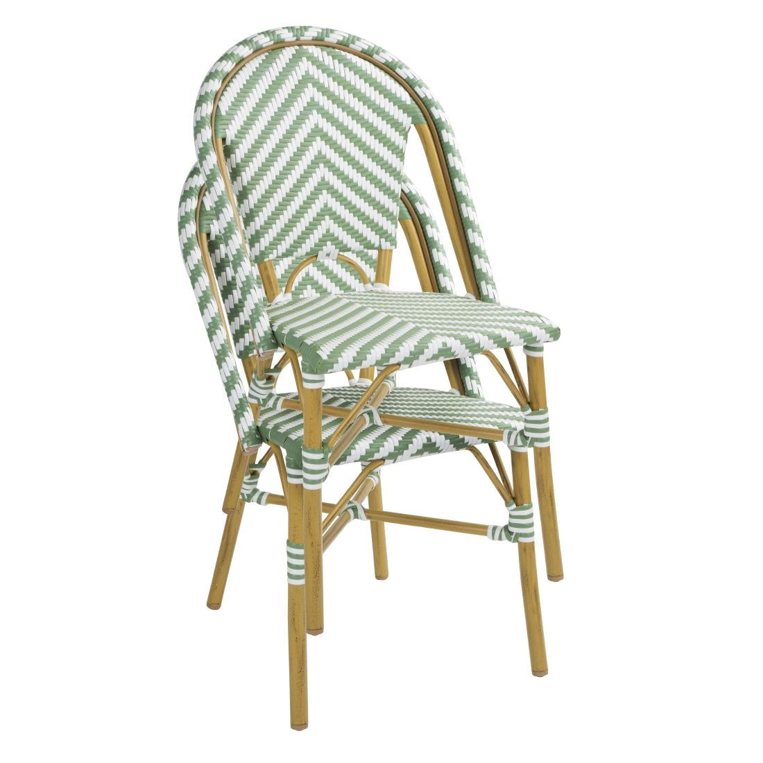 FU535 Bolero Parisian Style Rattan Side Chair Light Green (Pack of 2)