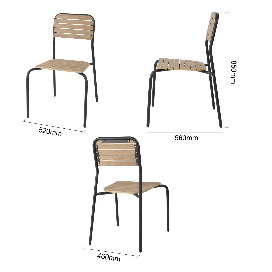 FU537 Bolero Santorini Wood Effect Outdoor Chairs (Pack of 4)