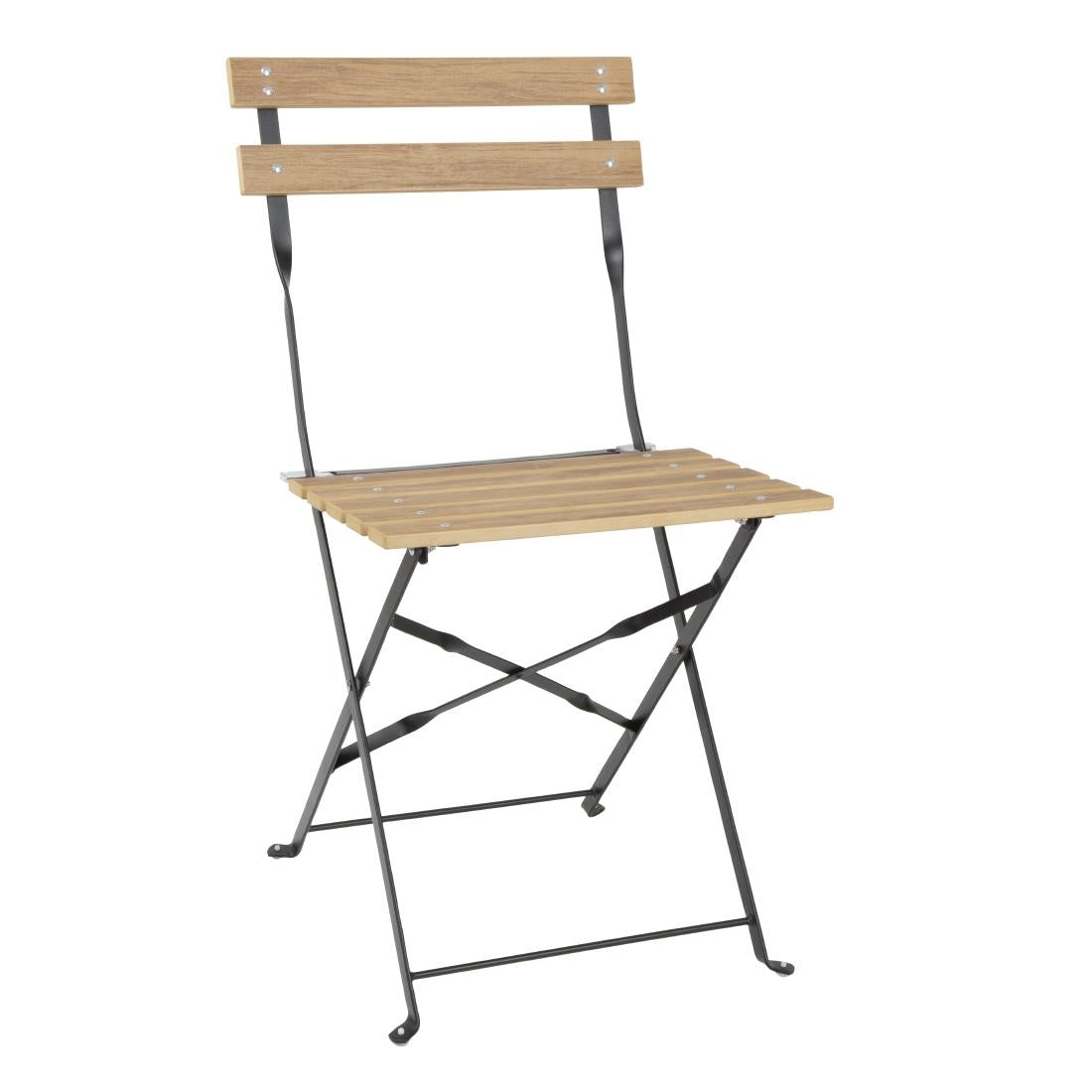 FU539 Bolero Perth Pavement Style Folding Chairs Wood Effect (Pack of 2)