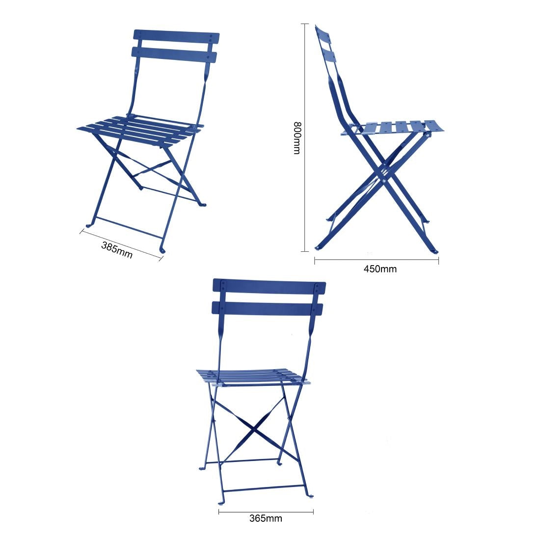 FU541 Bolero Perth Pavement Style Folding Chairs Dark Navy (Pack of 2)