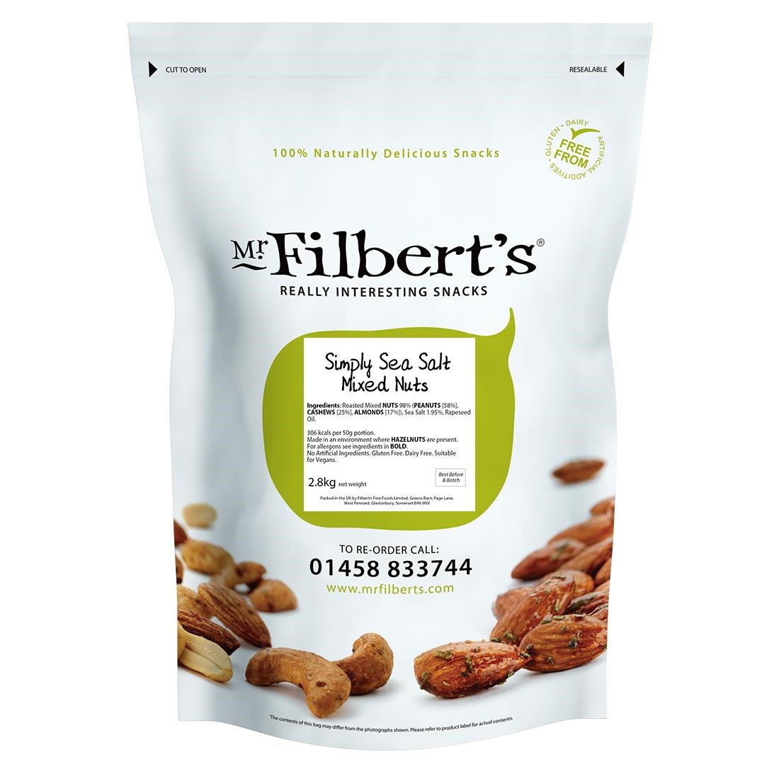 FU573 Mr Filbert's Foodservice Bag Simply Sea Salt Mixed Nuts 2.8kg