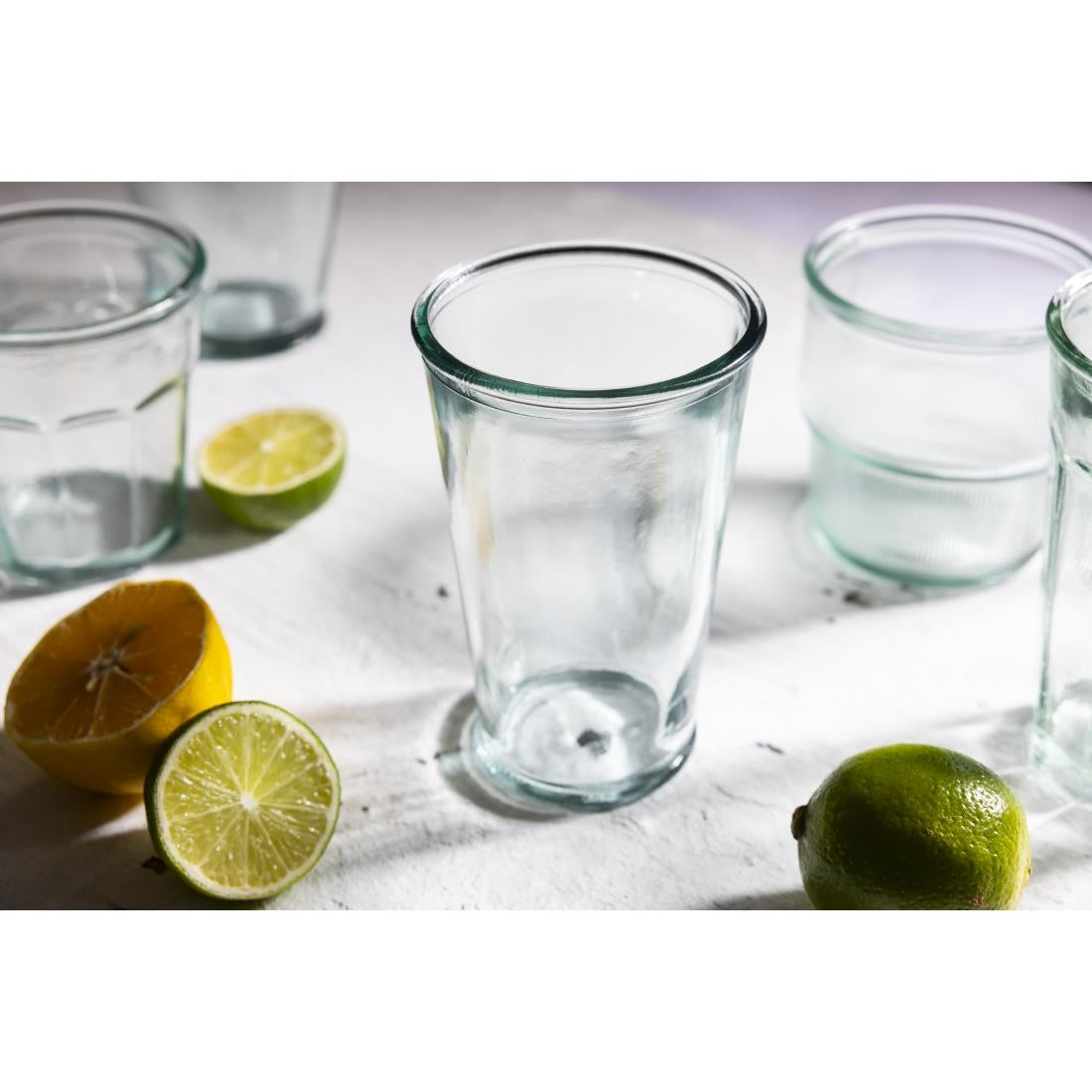 FU595 Olympia Recycled Glass Conical Tumblers 300ml (Pack of 6)