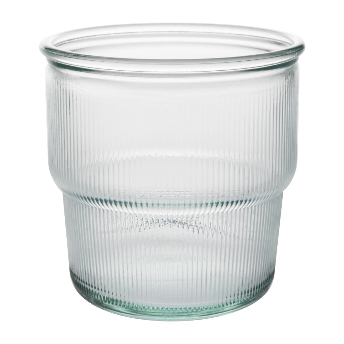 FU597 Olympia Recycled Glass Ribbed Stackable Tumblers 300ml (Pack of 6)