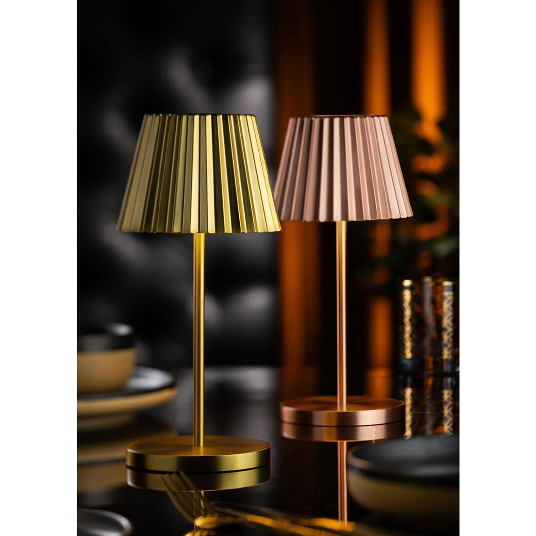 FU991 Utopia Dominica LED Cordless Lamp 260mm Brushed Copper (Pack of 6)