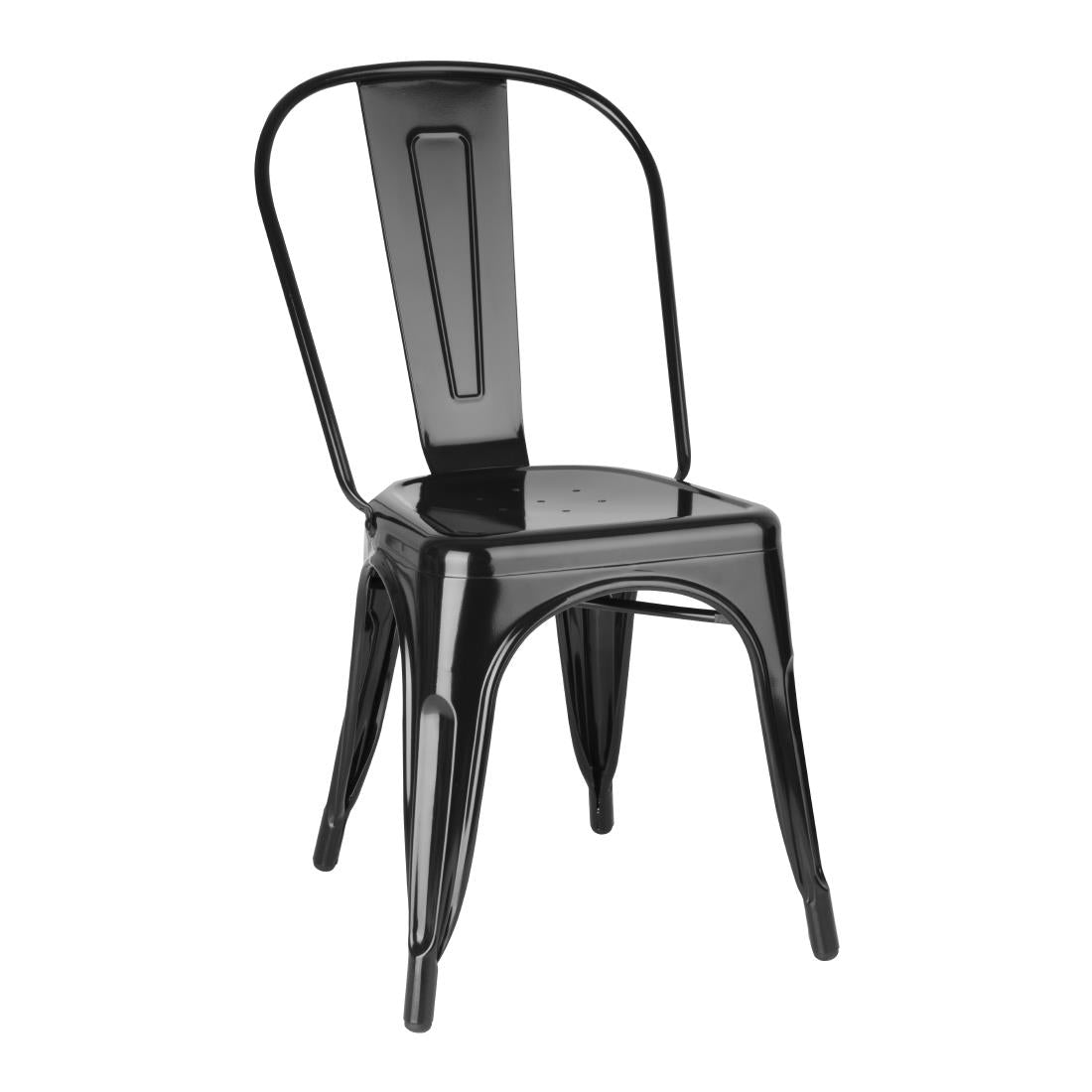 FW508 Bolero Bistro Steel Side Chairs Black (Pack of 4)