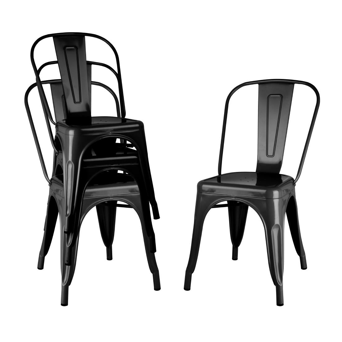 FW508 Bolero Bistro Steel Side Chairs Black (Pack of 4)