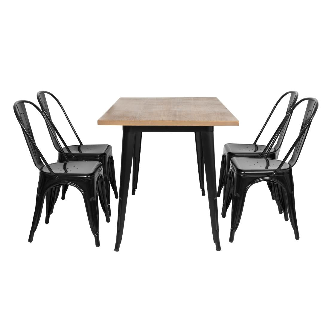 FW508 Bolero Bistro Steel Side Chairs Black (Pack of 4)