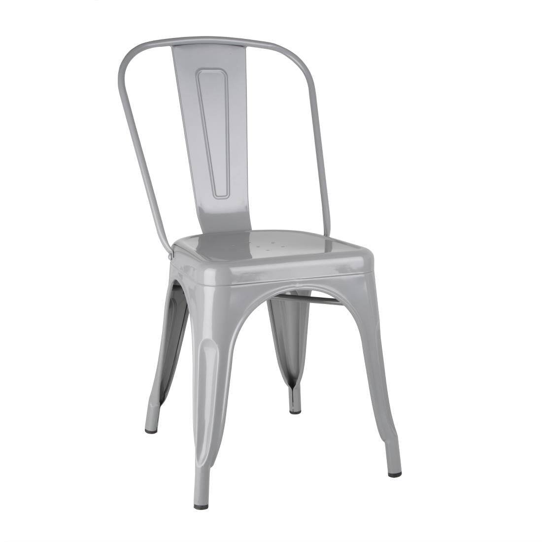 FW509 Bolero Bistro Steel Side Chairs Grey (Pack of 4)