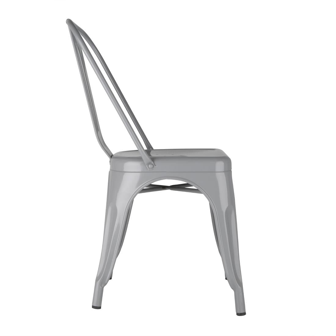 FW509 Bolero Bistro Steel Side Chairs Grey (Pack of 4)