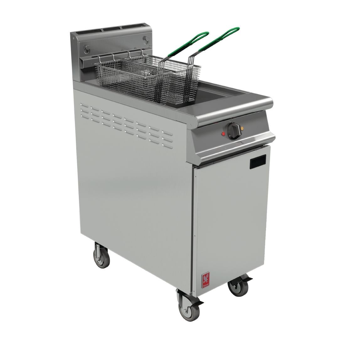 Falcon Dominator Plus Free Standing Natural Gas Fryer on Castors with Fryer Angel G3840X