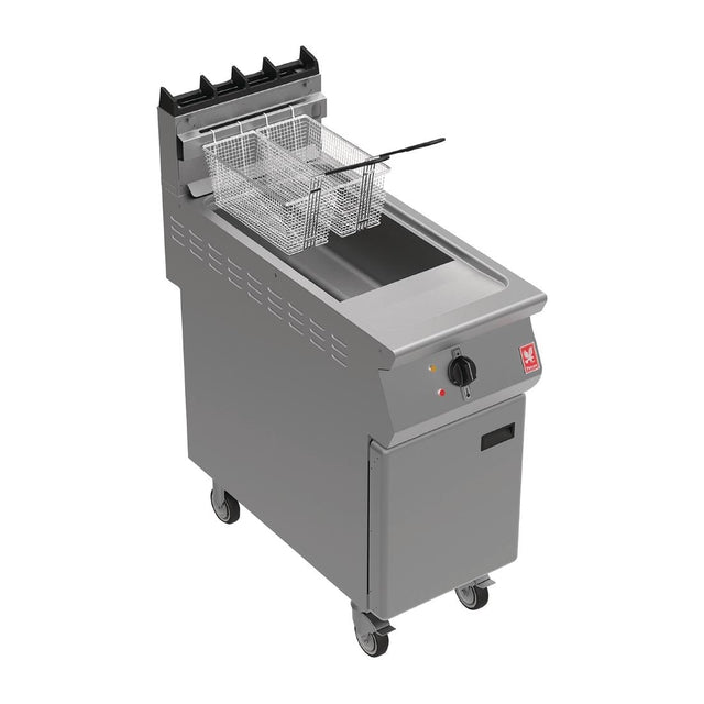 Falcon F900 Free Standing Natural Gas Fryer on Castors with Fryer Angel G9341X