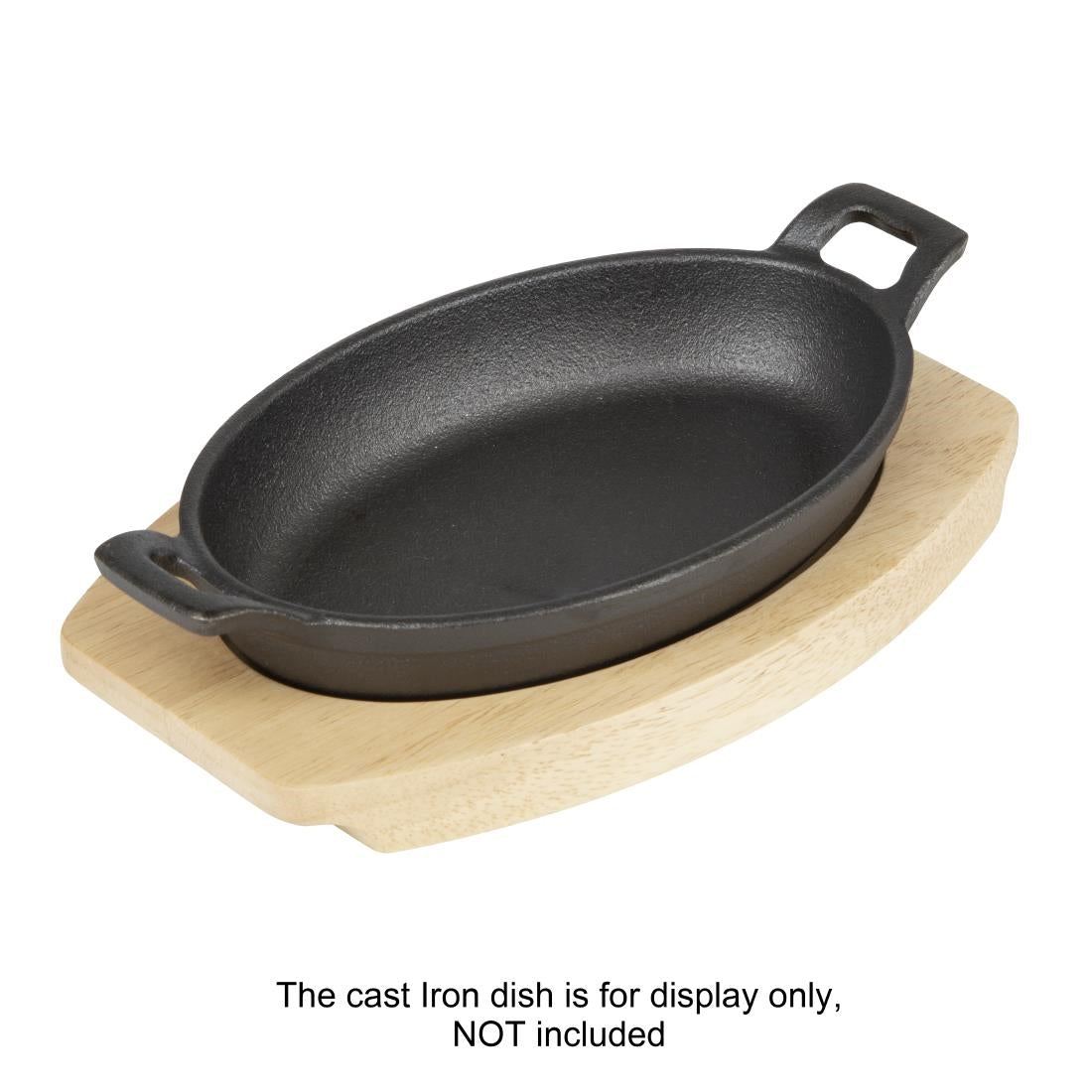 FW978 Olympia Hevea Board for Cast Iron Oval Eared Dish 230x135mm for FW818