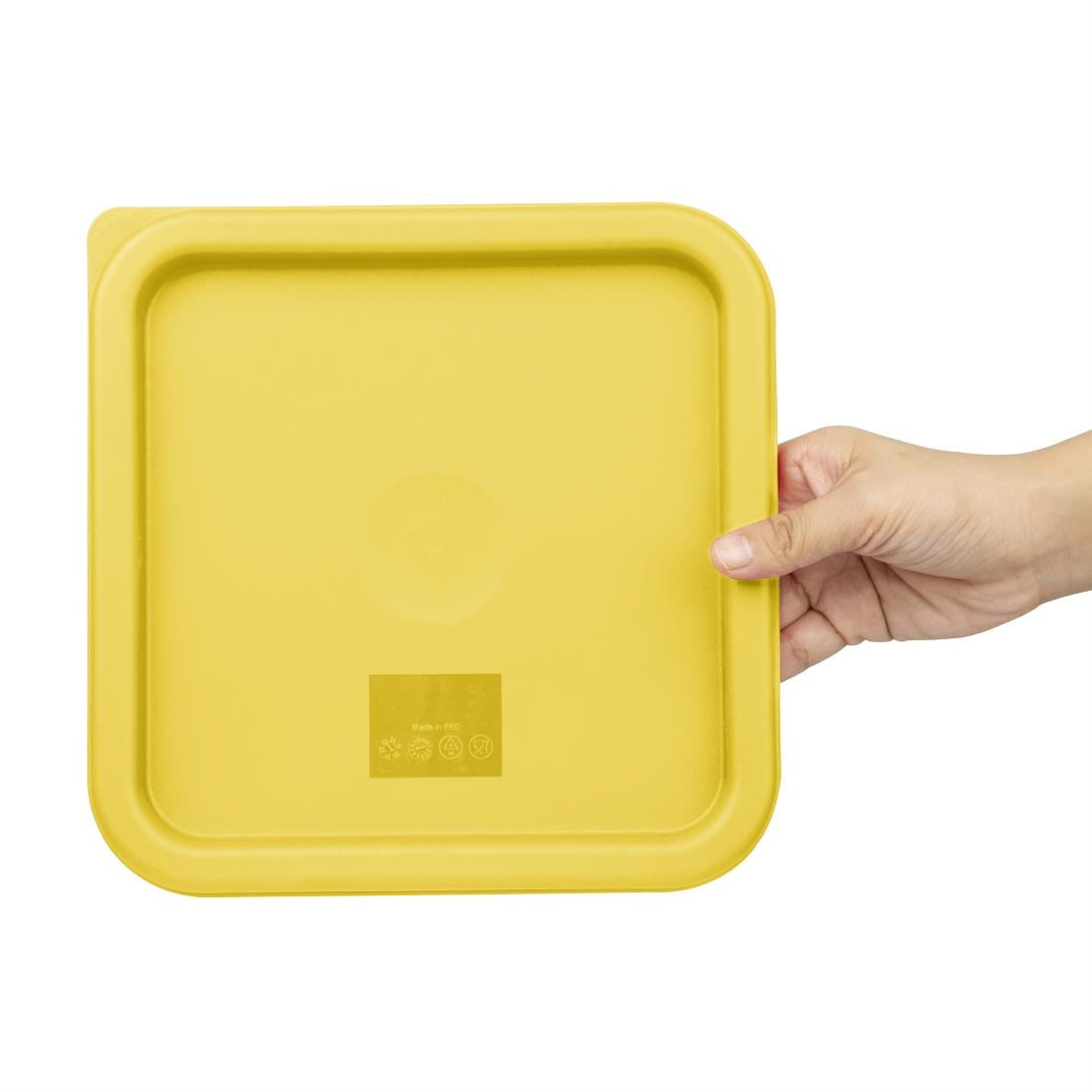 FX138 Hygiplas Square Food Storage Container Lid Yellow Medium