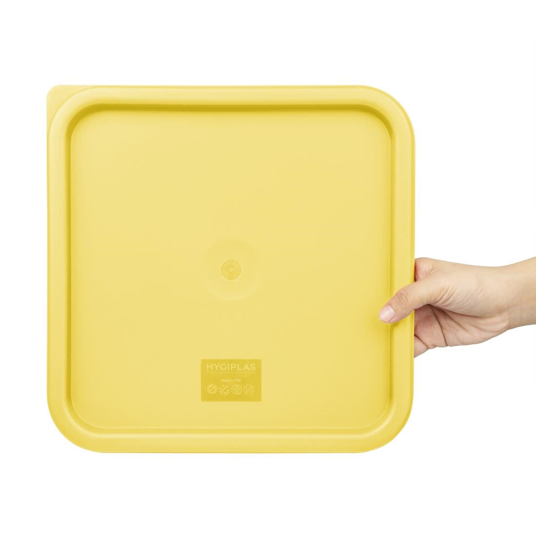 FX139 Hygiplas Square Food Storage Container Lid Yellow Large