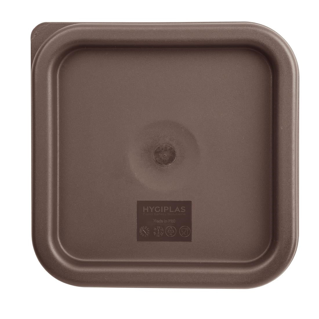 FX140 Hygiplas Square Food Storage Container Lid Brown Small