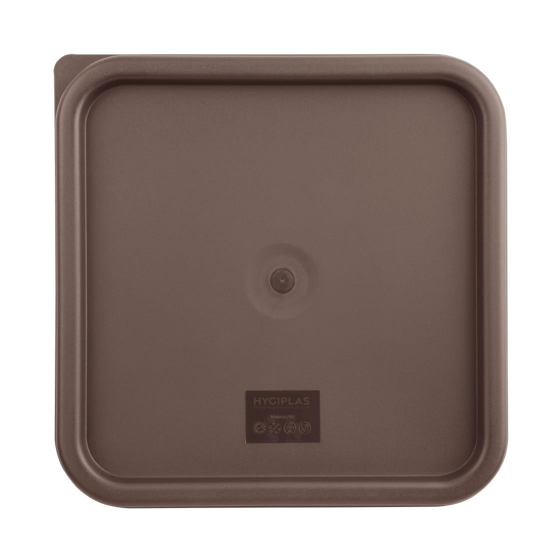 FX142 Hygiplas Square Food Storage Container Lid Brown Large