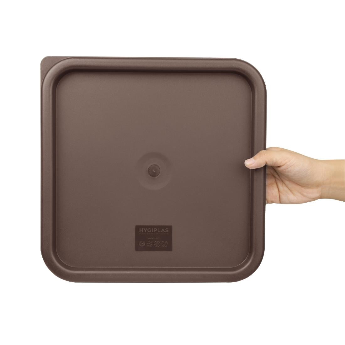 FX142 Hygiplas Square Food Storage Container Lid Brown Large