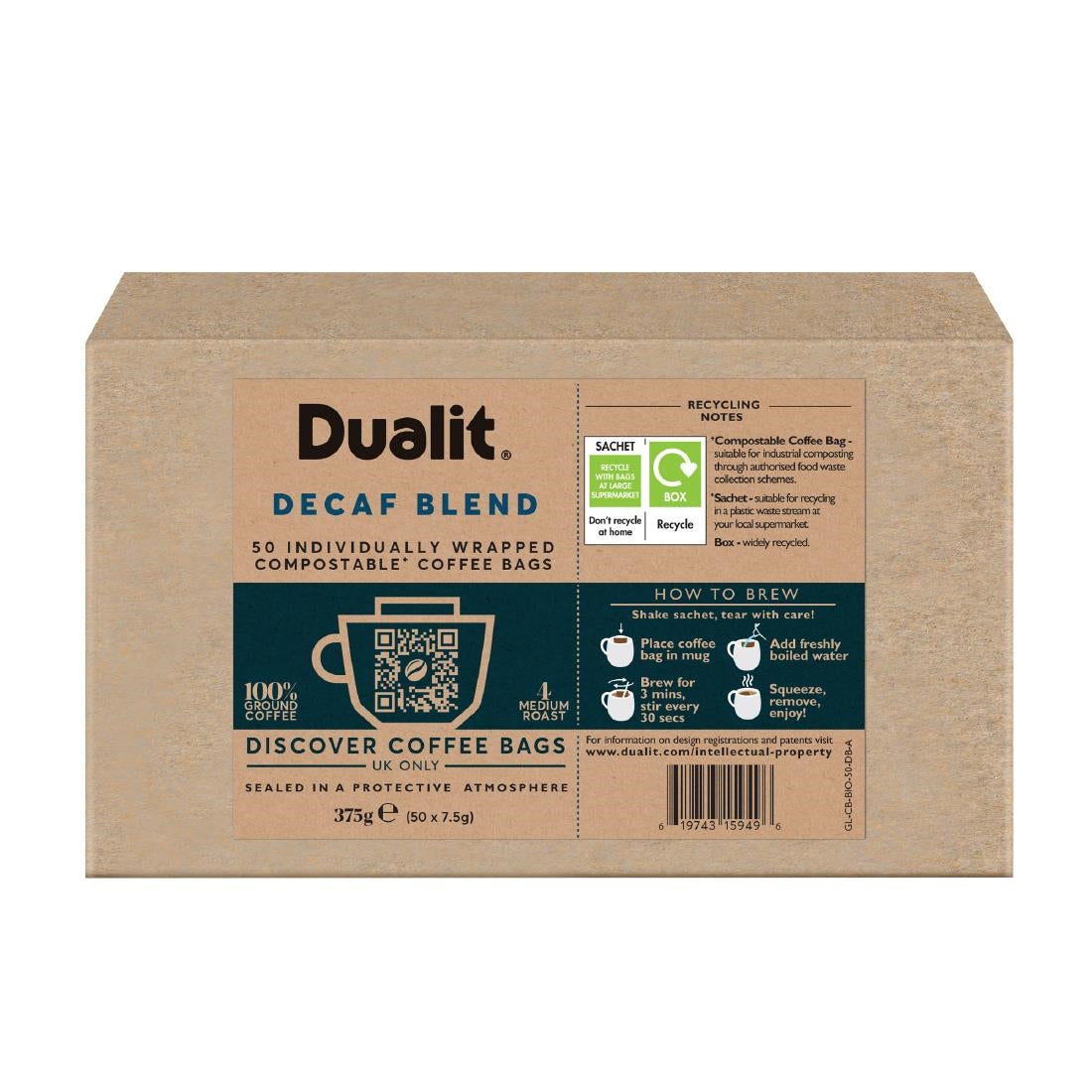 FX189 Dualit Decaf Compostable Coffee Bags (Pack of 40)