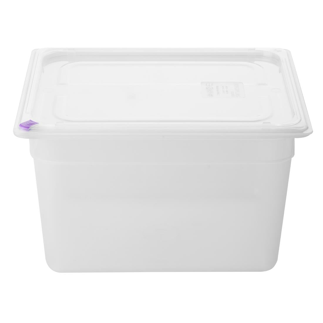 FZ091 Hygiplas Click PP GN Pan 1/2 with Lid and 7 colour clips-200mm 11.7Ltr (Pack 4)