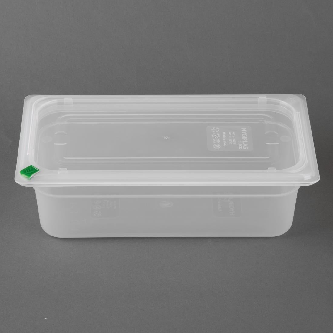 FZ092 Hygiplas Click PP GNPan 1/3 with Lid and 7 colour clips-100mm 3.6Ltr (Pack 4)