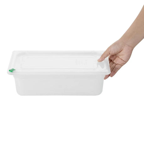 FZ092 Hygiplas Click PP GNPan 1/3 with Lid and 7 colour clips-100mm 3.6Ltr (Pack 4)