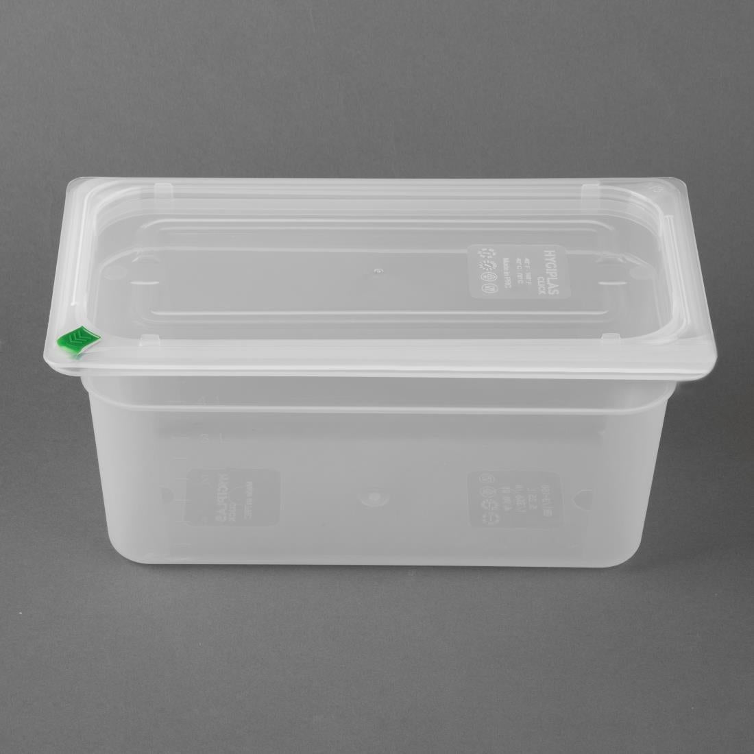 FZ093 Hygiplas Click PP GN Pan 1/3 with Lid and 7 colour clips-150mm 5.3Ltr (Pack 4)