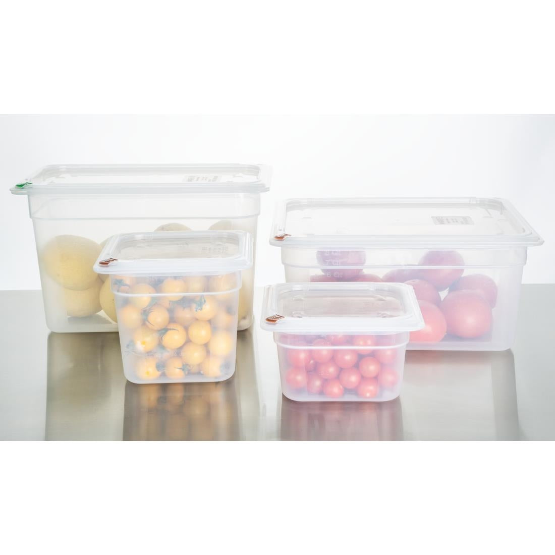 FZ093 Hygiplas Click PP GN Pan 1/3 with Lid and 7 colour clips-150mm 5.3Ltr (Pack 4)
